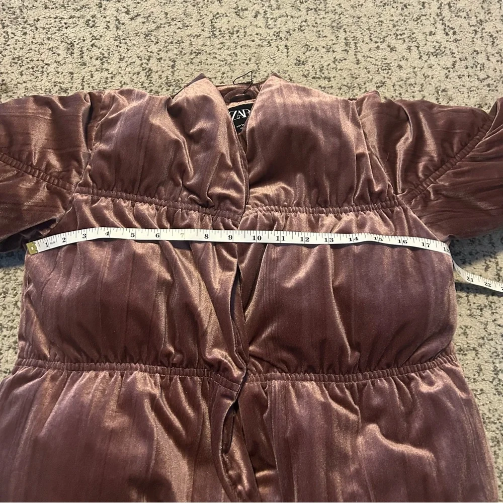 Zara Mauve Velvet Snap Button Puffer Jacket Size 11-12 Kids